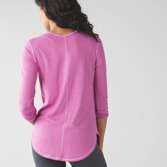 Lululemon Yogini 5 Year Long Sleeve Tee Pink Stripe - Picture 2 of 8